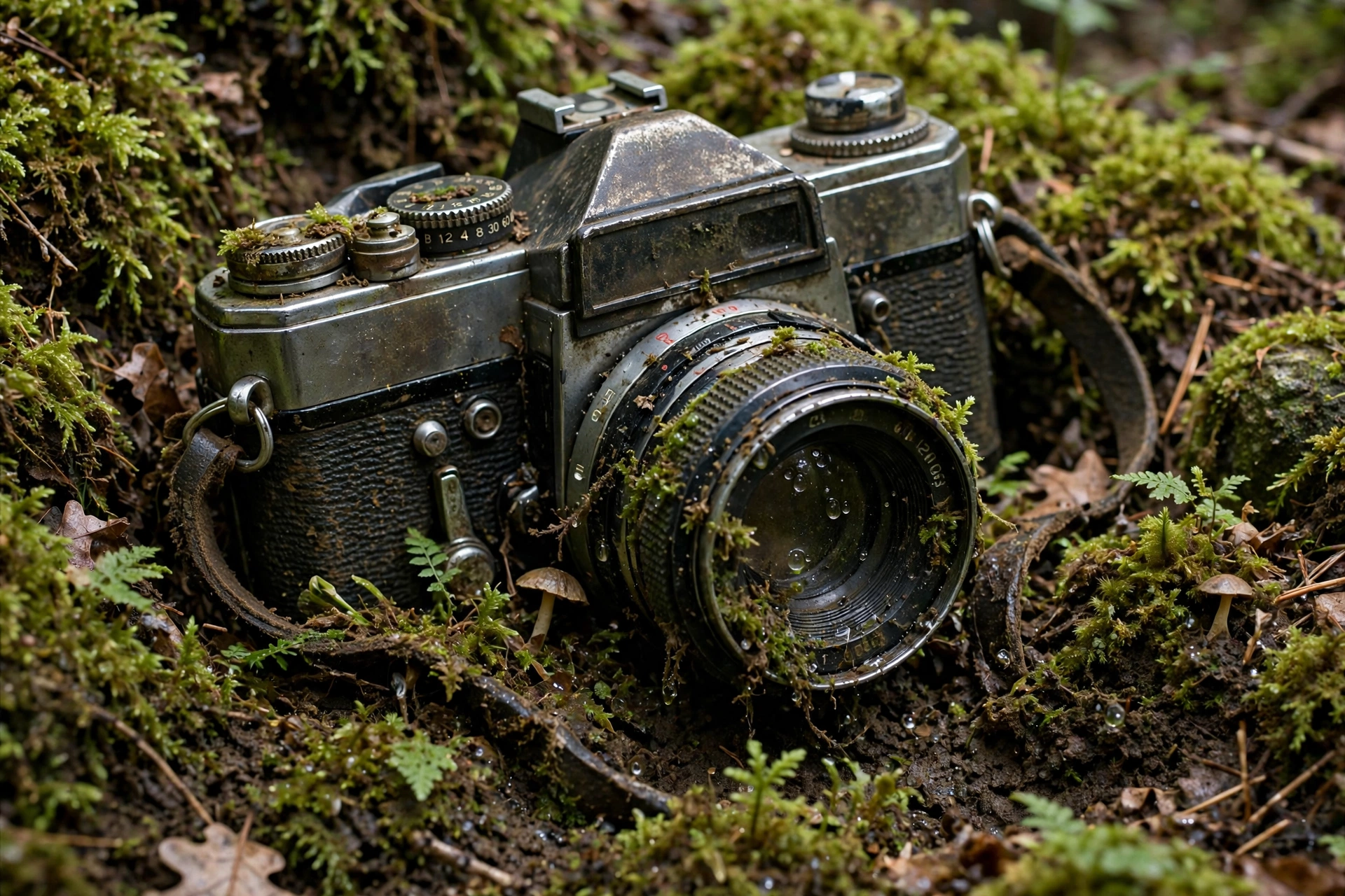 Vintage Camera in Moss