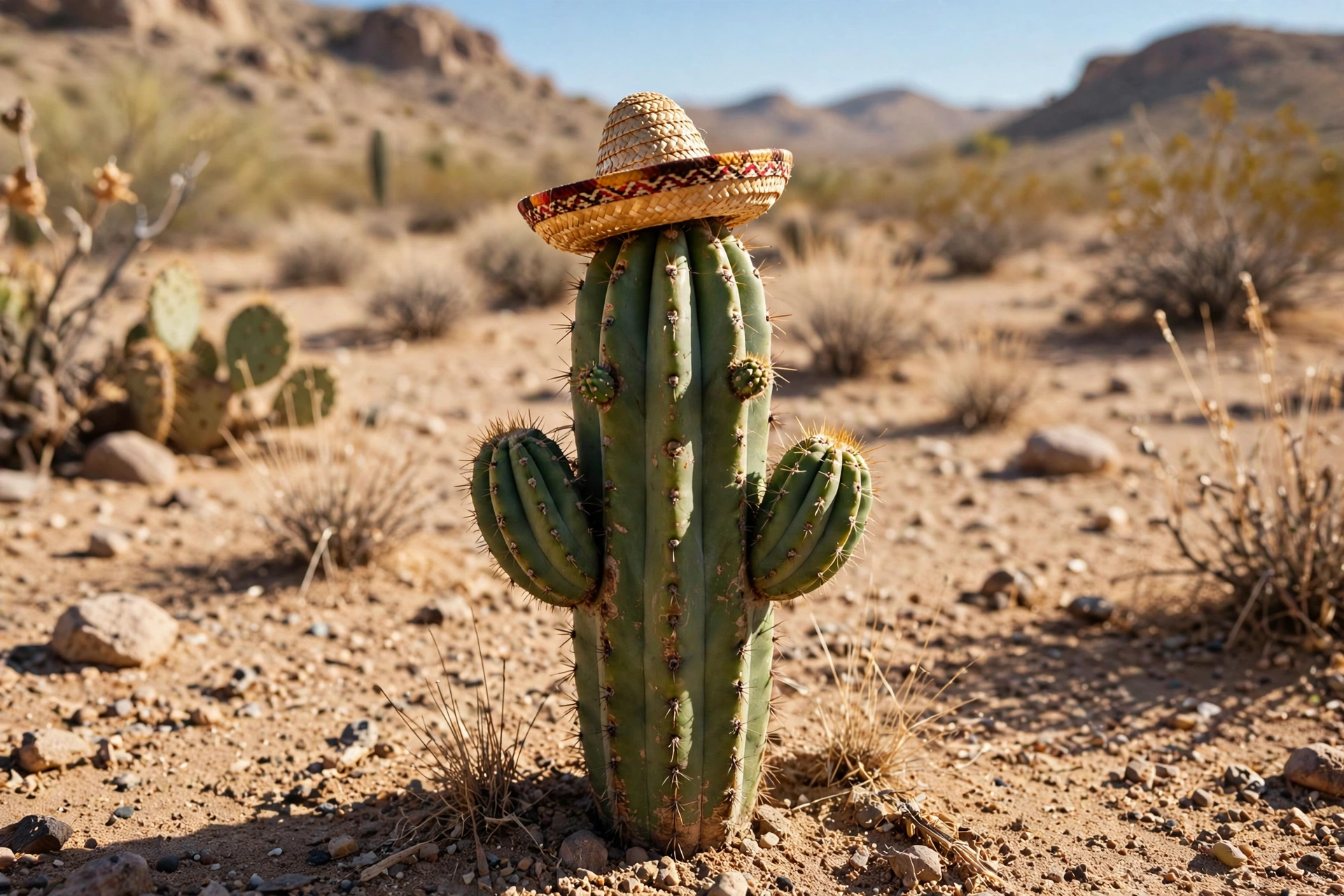 A Cactus Wearing a Tiny Sombrero