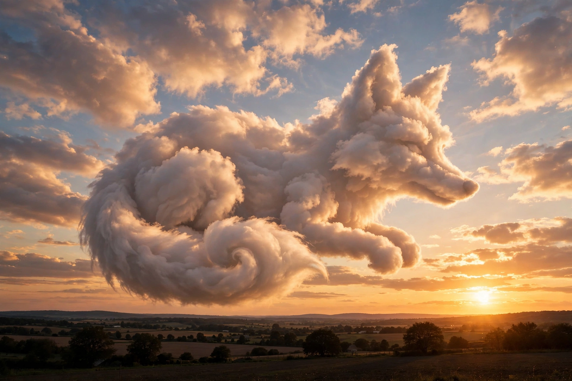 Fox-Shaped Cloud at Golden Hour