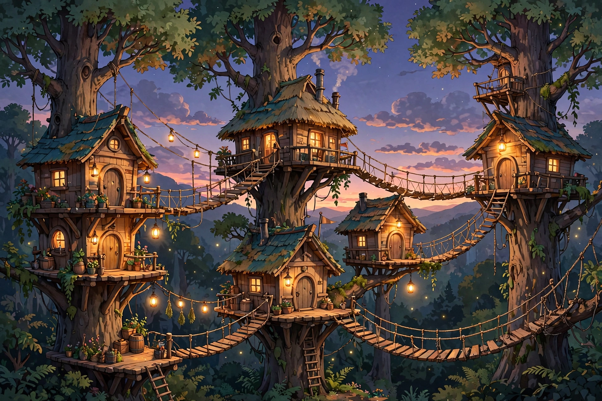 Treehouse Village at Dusk