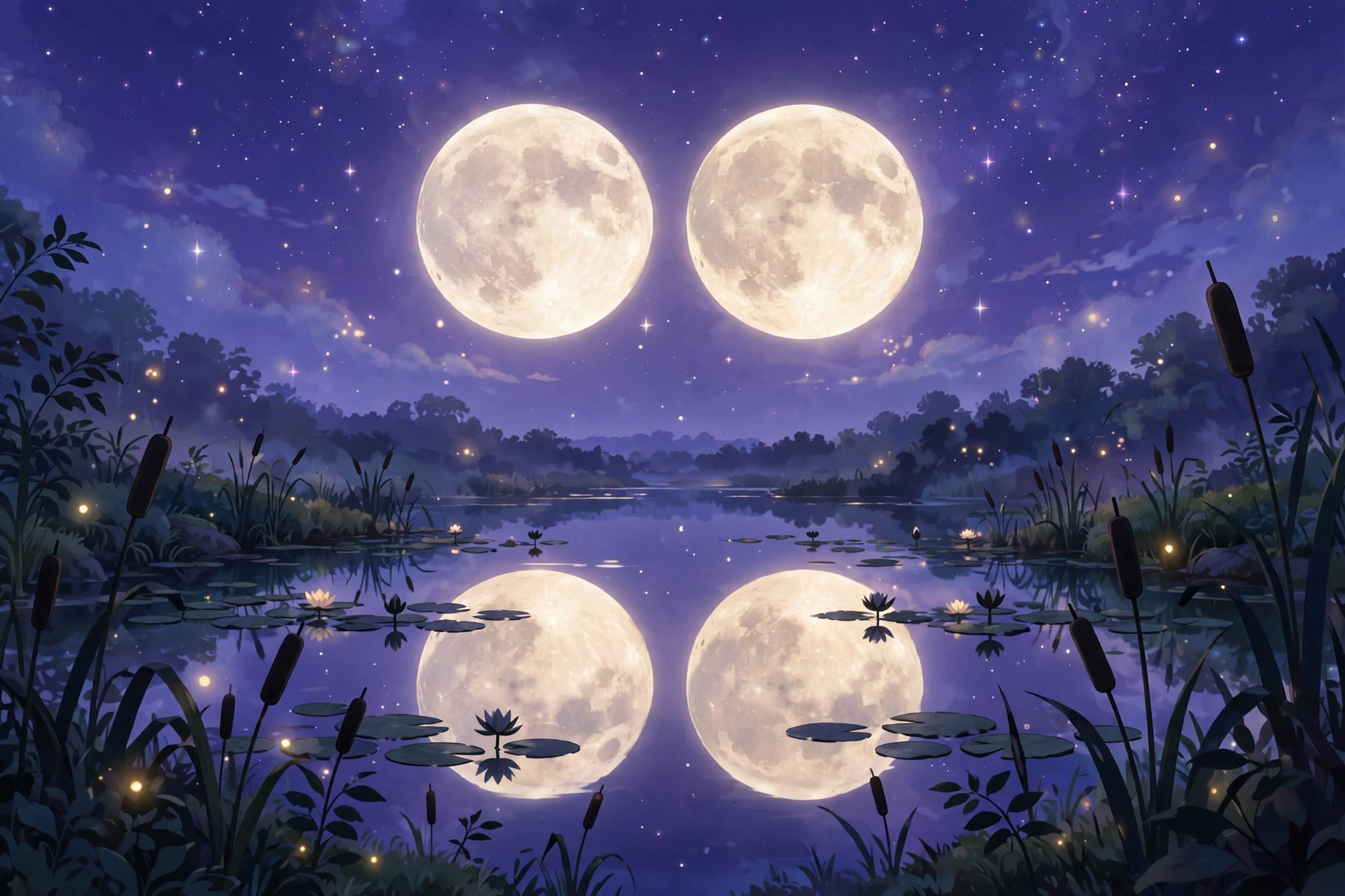 Pond Under a Double Moon