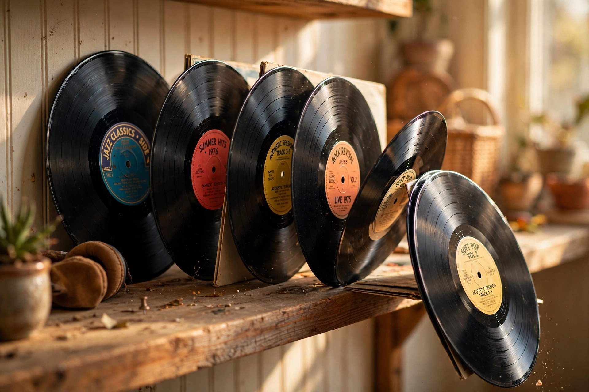 Vinyl Records Like Dominoes