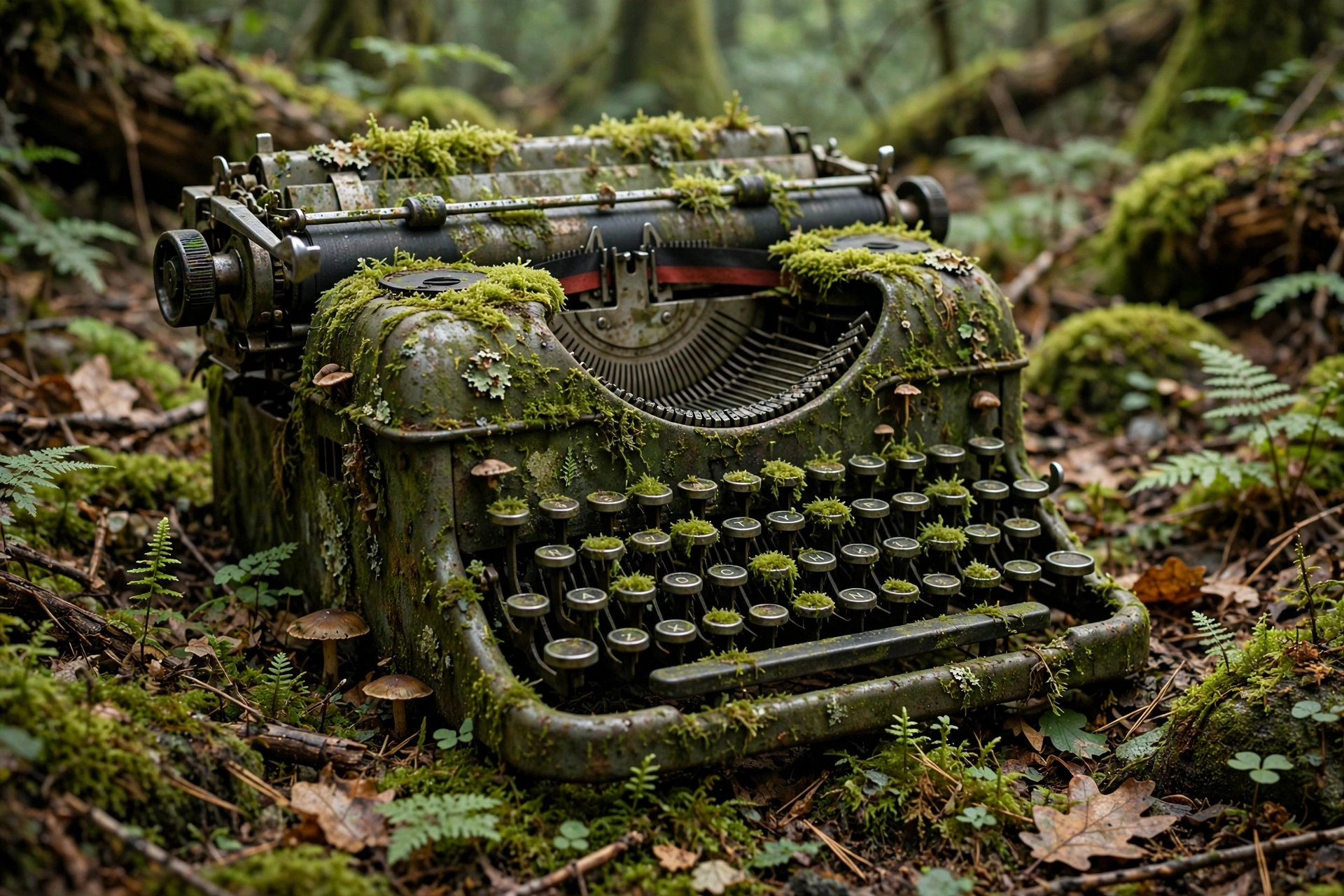 Typewriter in the Mossy Forest