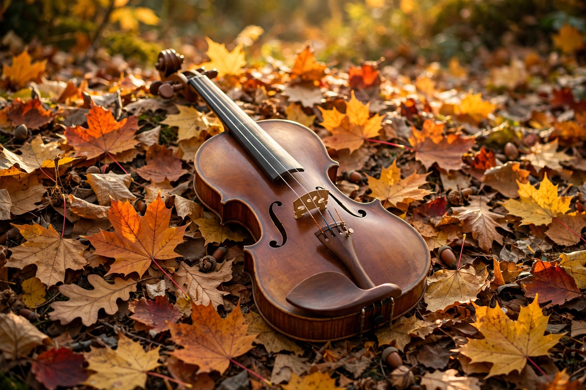 Violin in Autumn Leaves