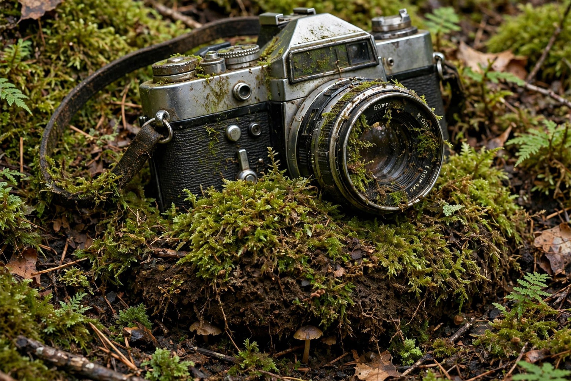 Vintage Camera in Moss