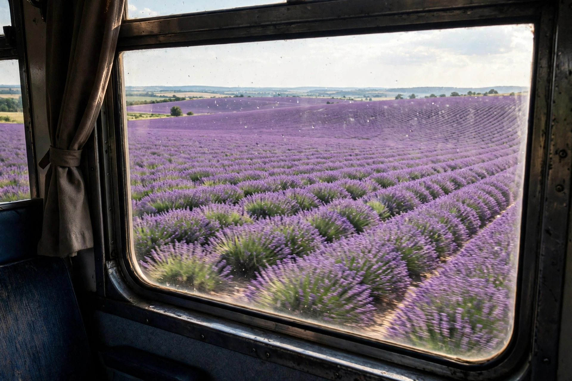 Lavender Fields from a Train Window