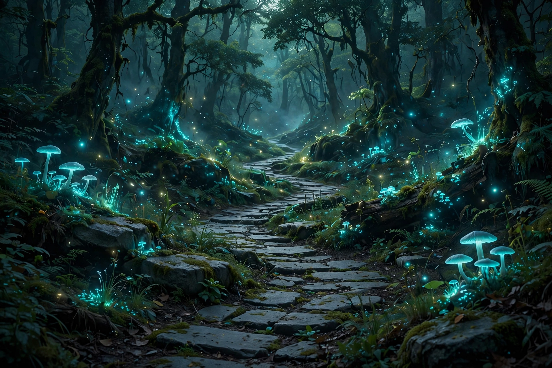 The Glowing Forest Path