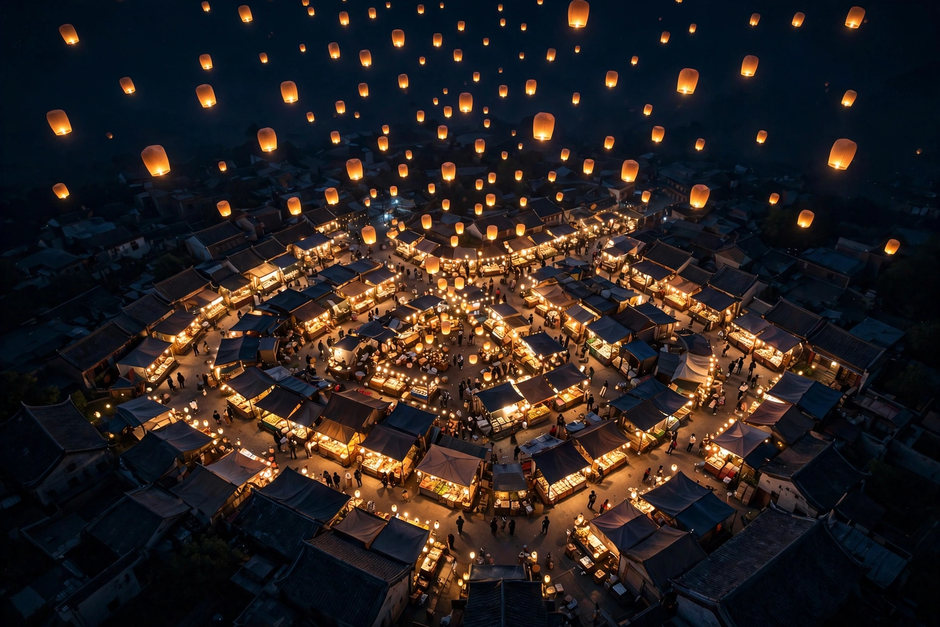 Night Market of Floating Lanterns