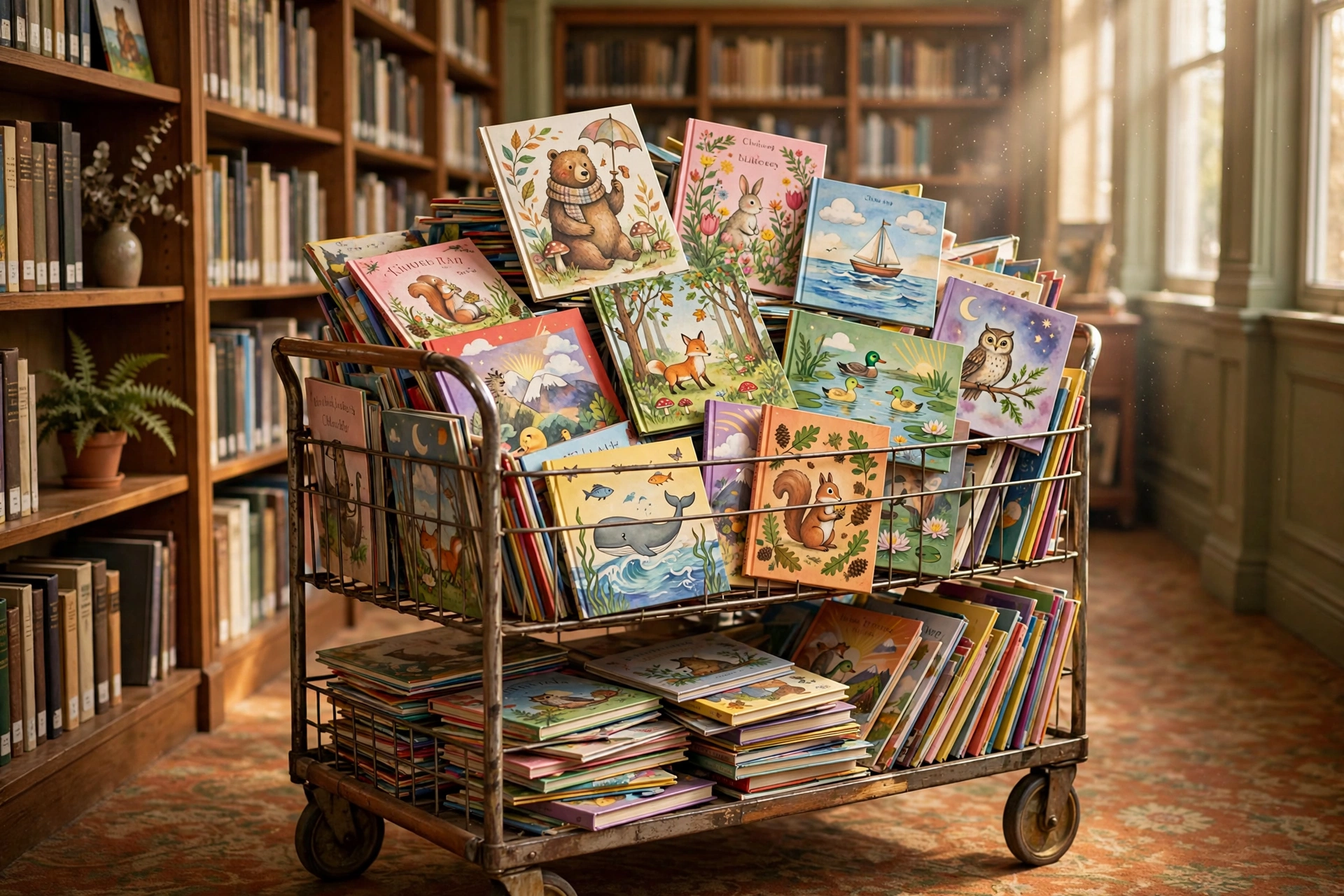 Overflowing Library Cart