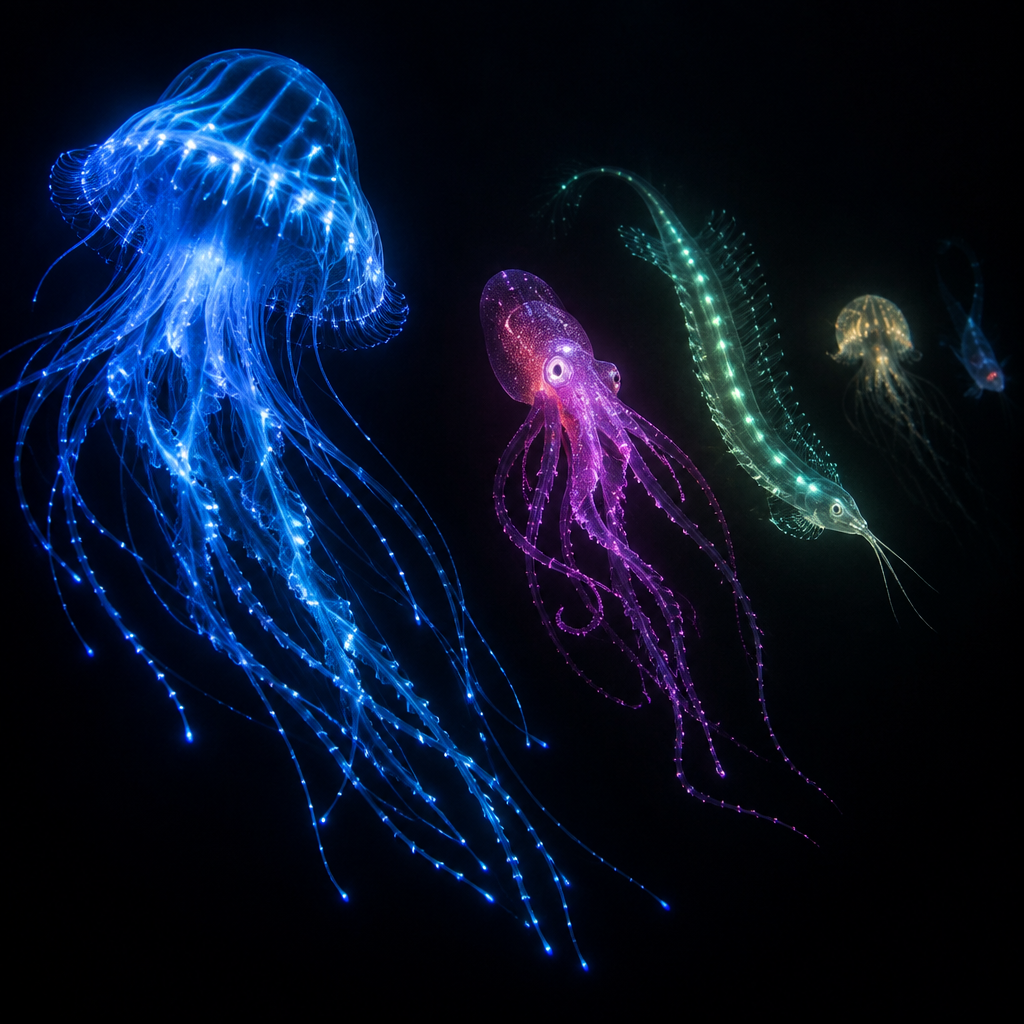 Bioluminescent Deep-Sea Parade 🪽