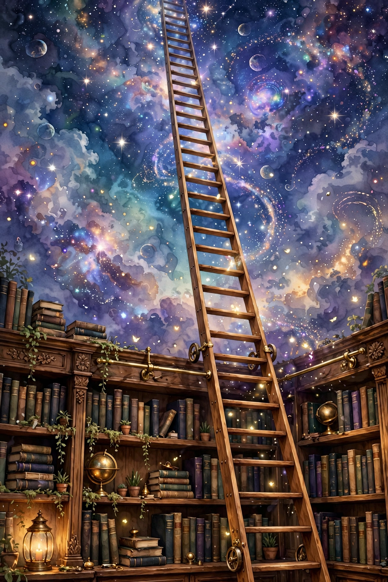 Library Ladder Reaching into the Stars
