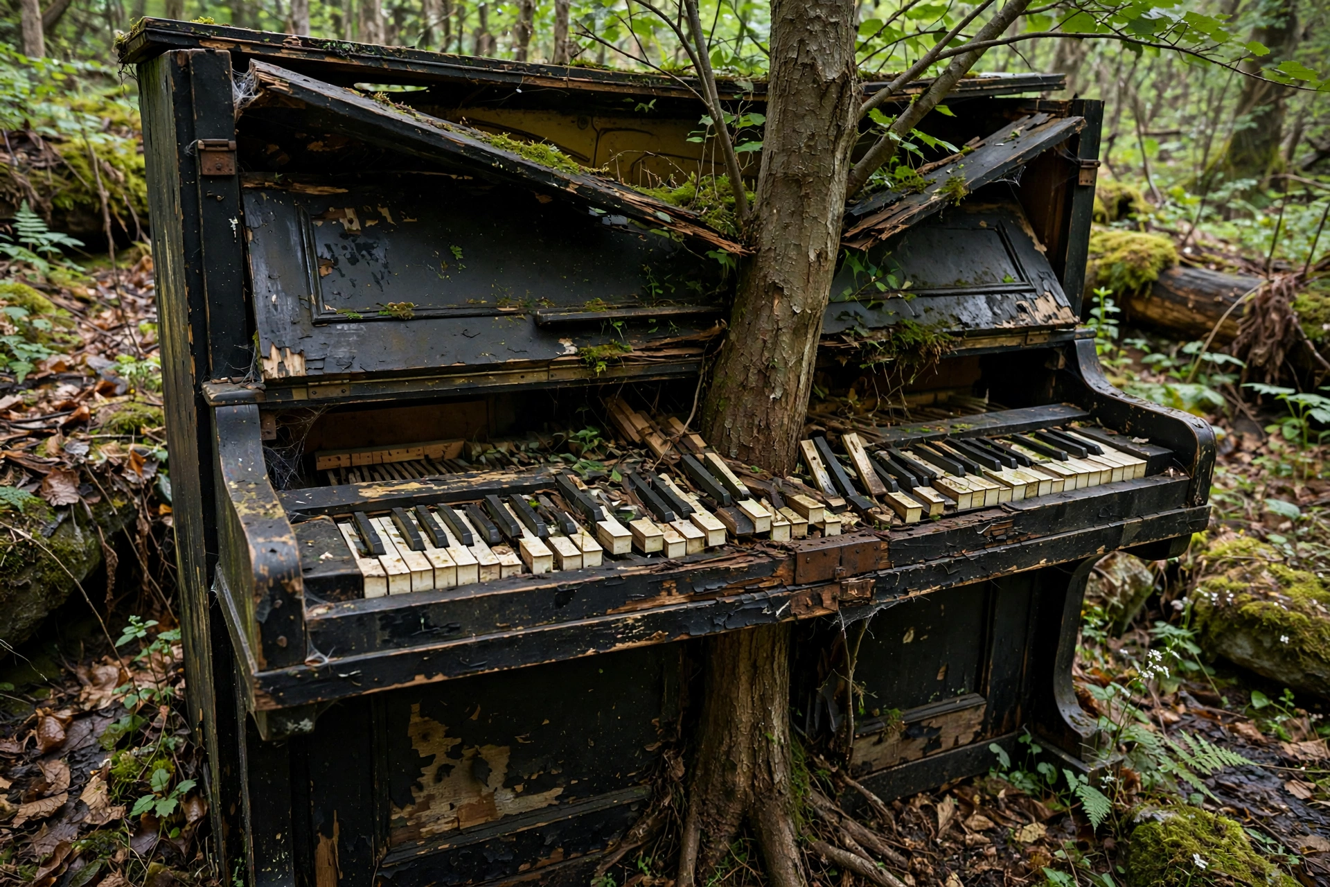 Tree Growing Through an Abandoned Piano