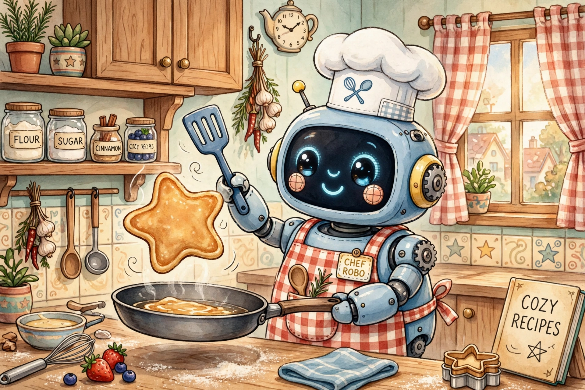Robot Chef Flipping a Star Pancake