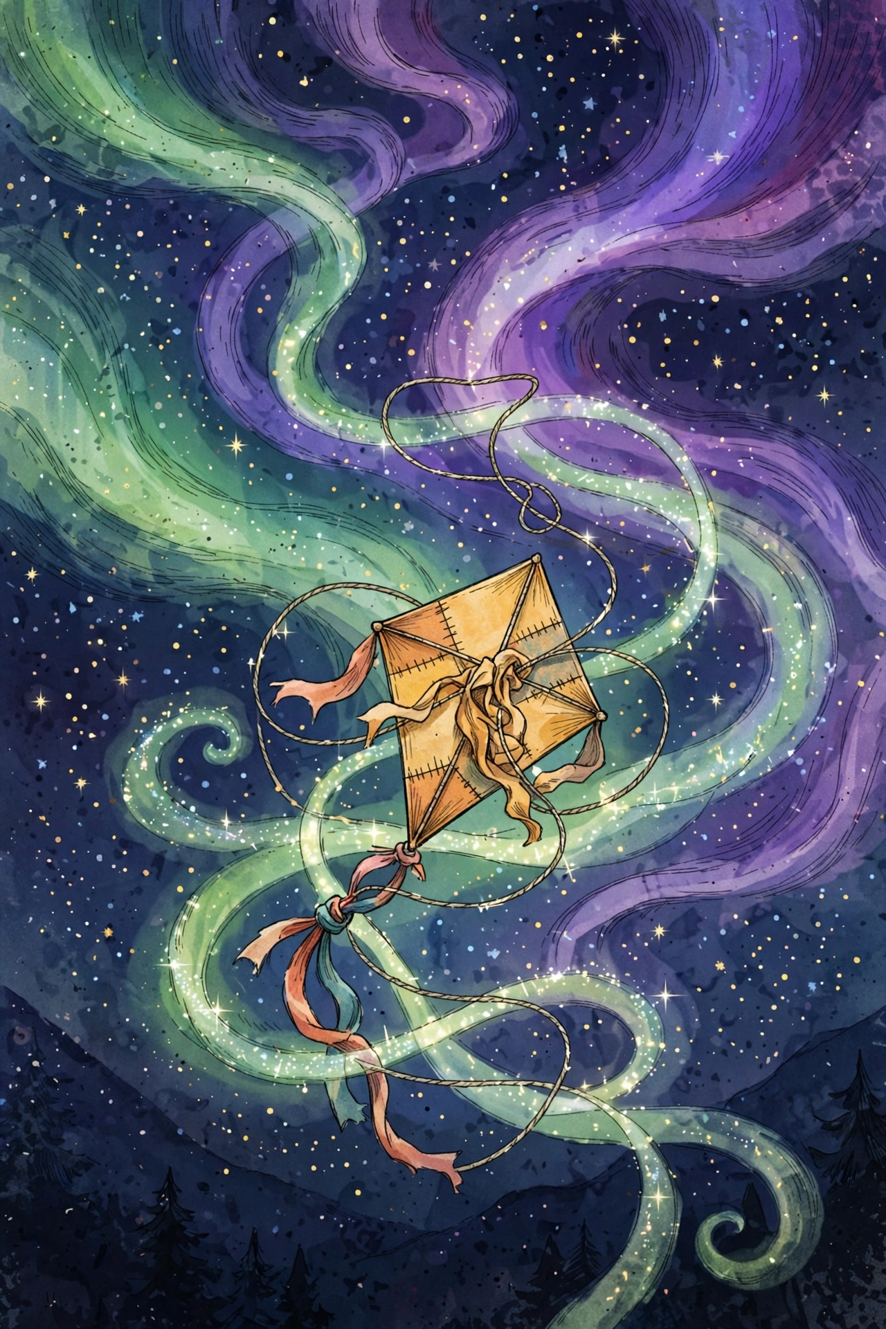 Kite Tangled in the Aurora