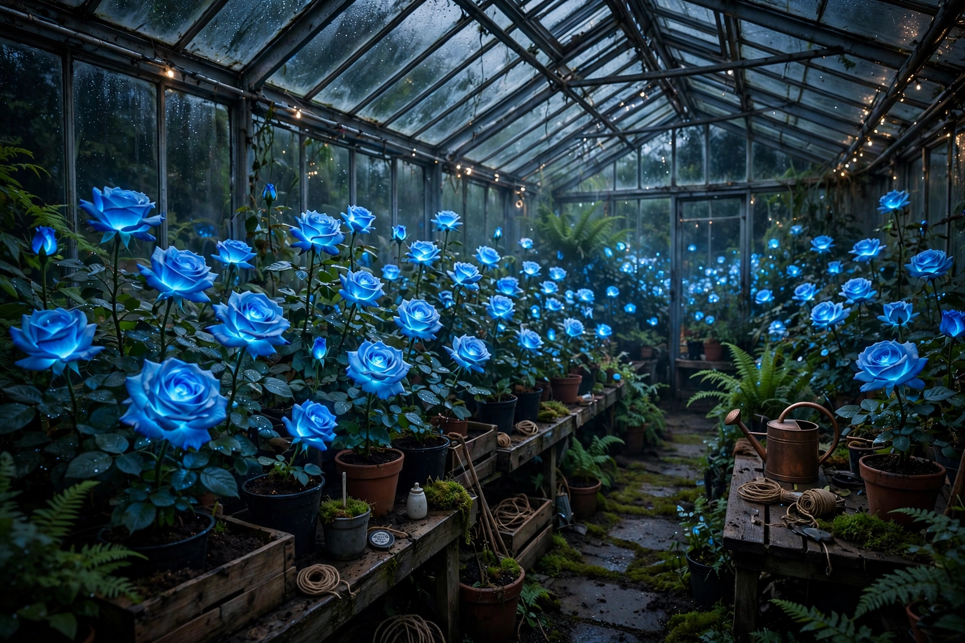 Glowing Blue Roses
