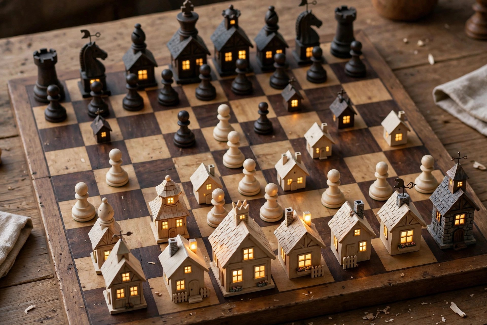 Chessboard with Tiny Houses