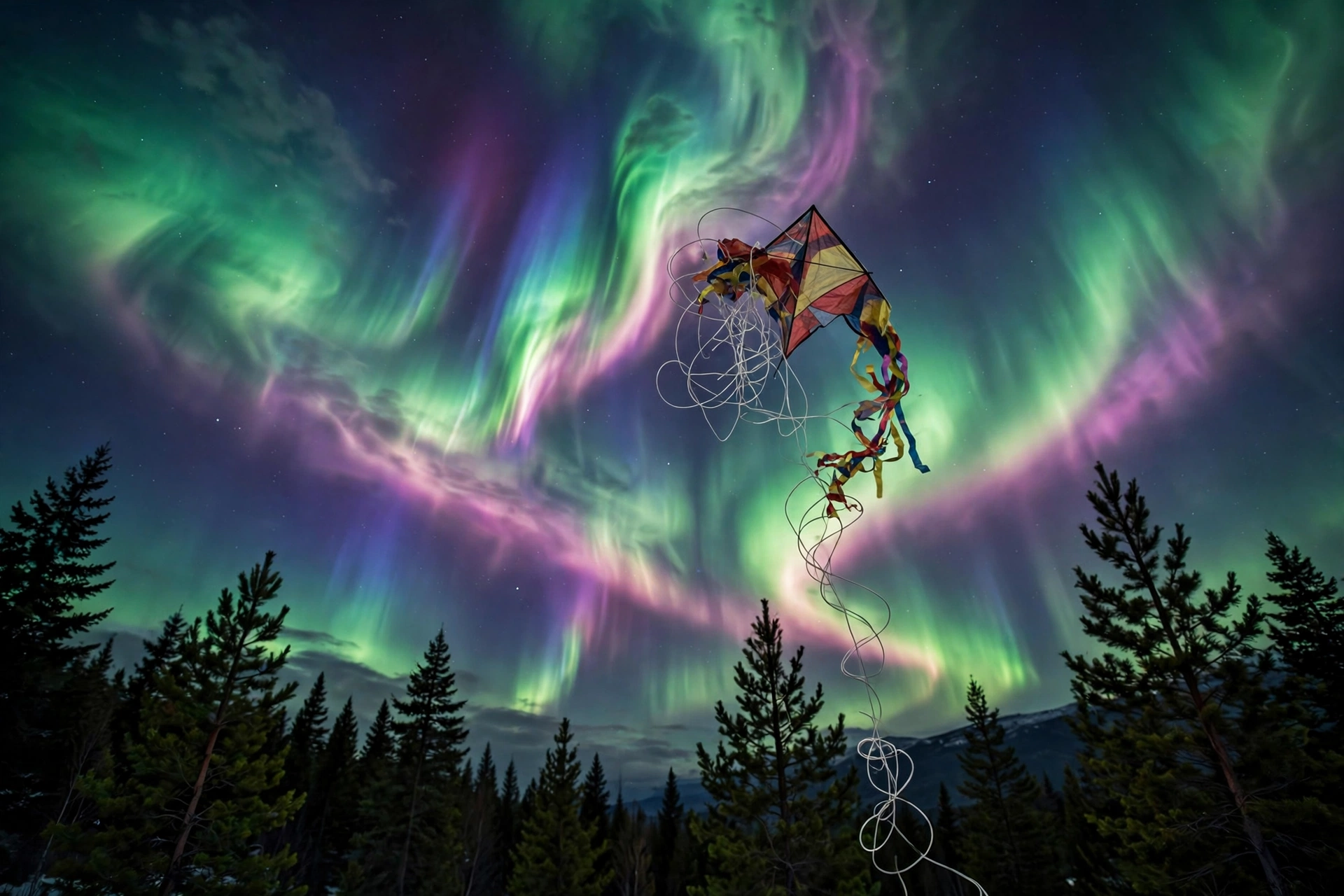 A Kite Tangled in the Aurora