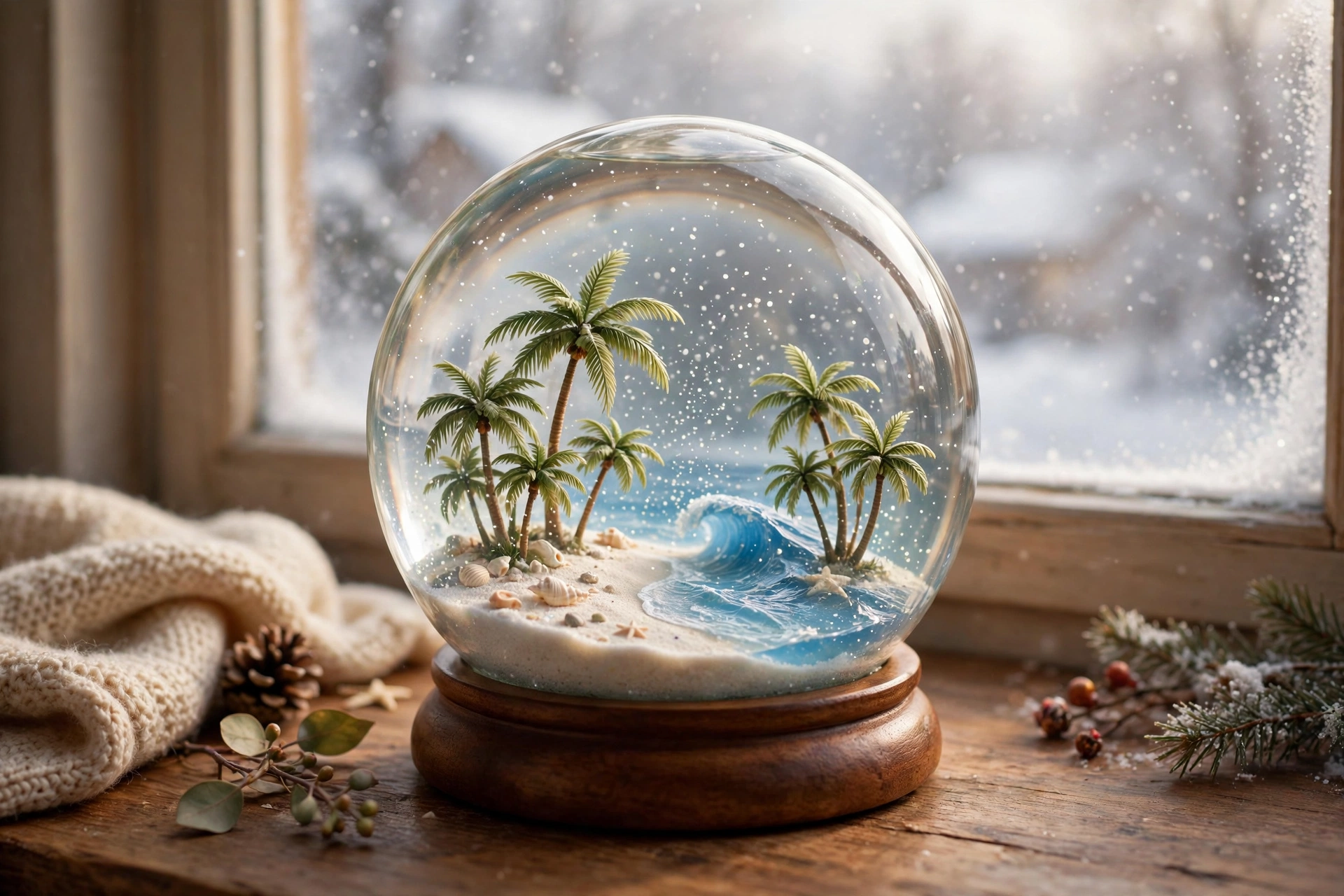 Tiny Beach Snow Globe