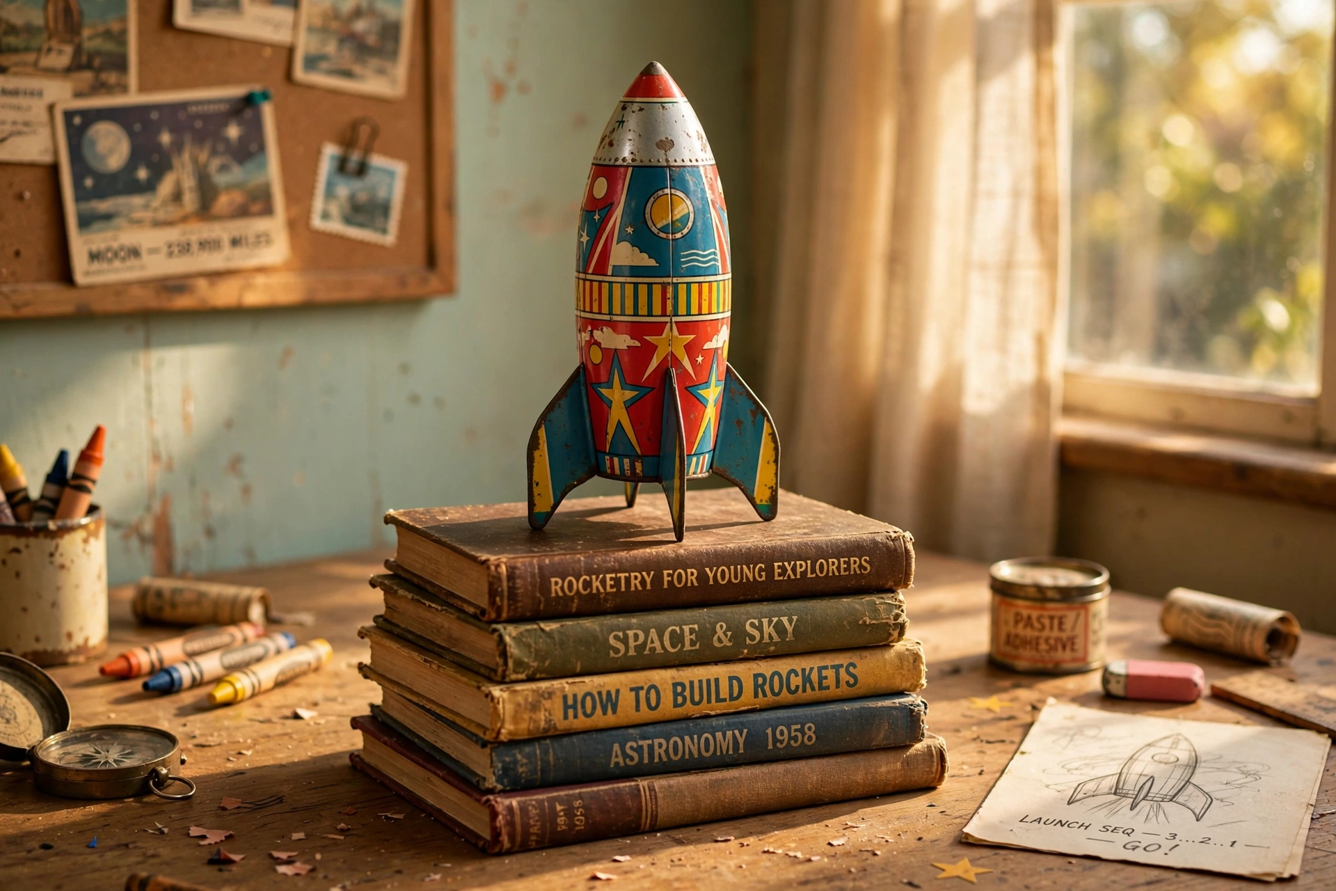 Rocket on a Book Launchpad