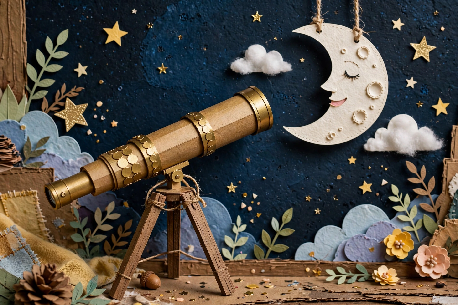 A Brass Telescope Pointed at a Paper Moon